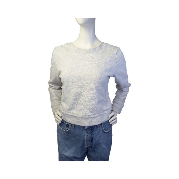 Club Monaco Cropped Sweatshirt Deep V Back Crewneck M - Picture 3 of 4